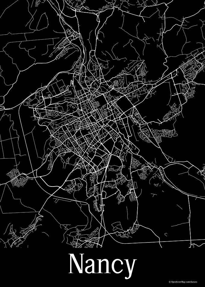 Nancy France Black Map