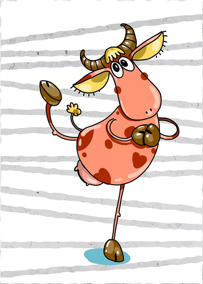 Dancing Cow Cute Wall Art