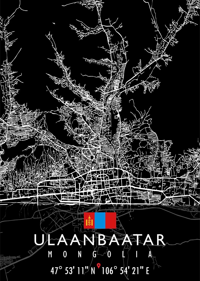 ULAANBAATAR MAP MONGOLIA