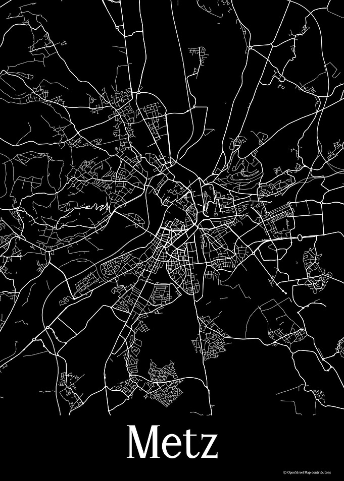 Metz France Black Map