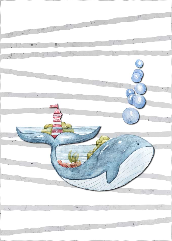 cute Whale Kids Wall Art