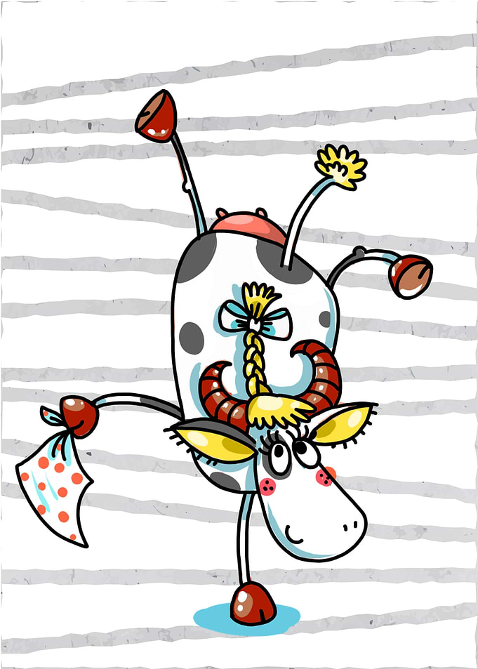Funny Cow colorful Art