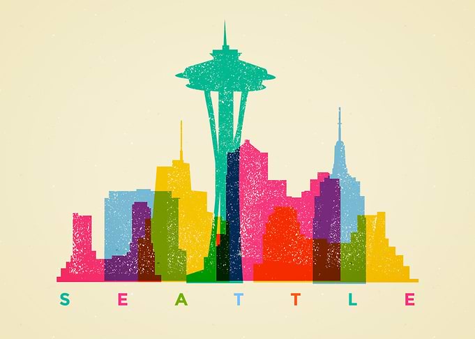 Colorful Seattle Skyline