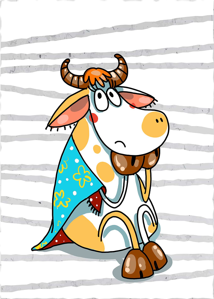 Funny Cow Cartoon Wall Art