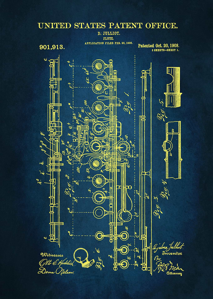 9 1908 Flute Patent
