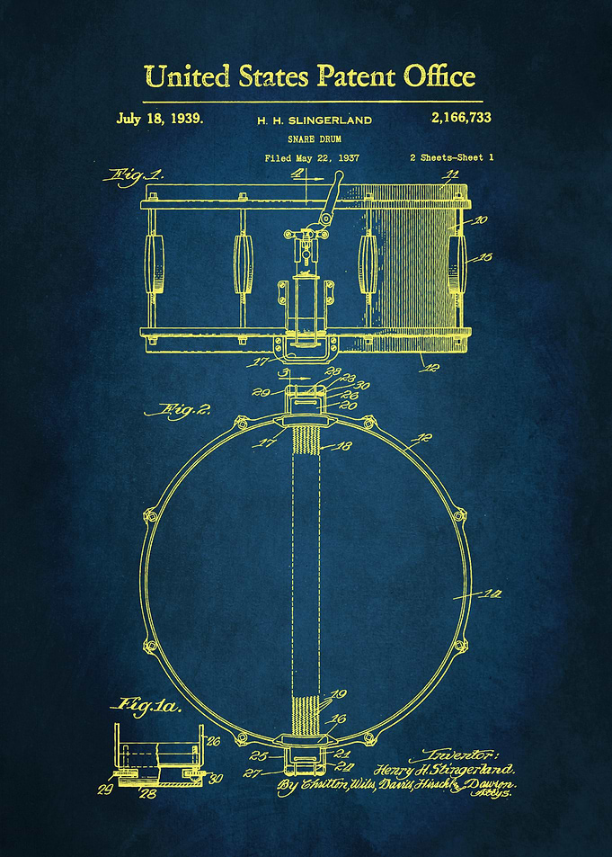 8 Snare Drum Patent 1939