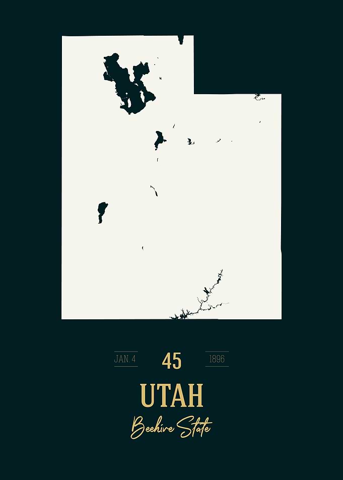 Utah State Map USA