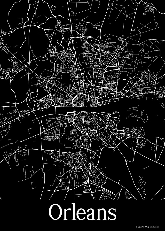 Orleans France Black Map