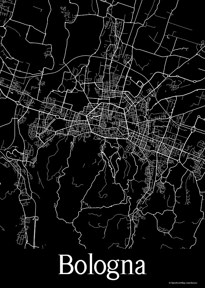 Bologna Italy Black Map