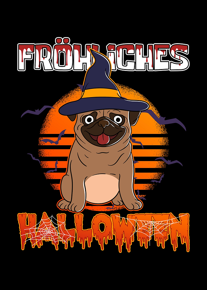 Halloween pug dog witch
