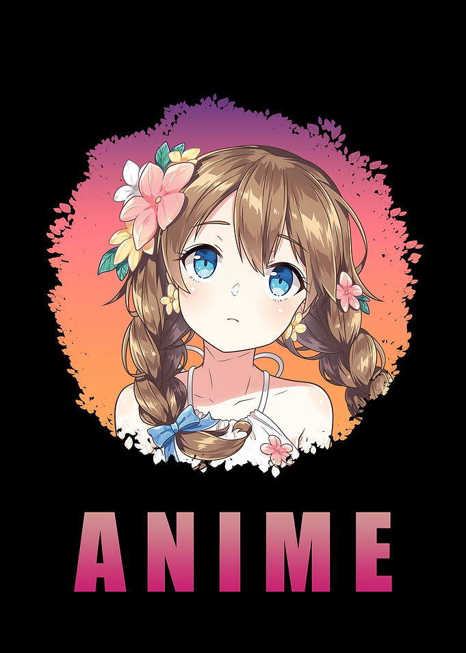 Anime Girl Art in Black