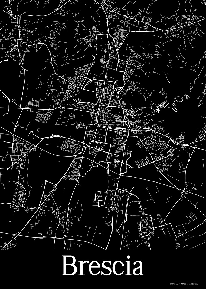 Brescia Italy Black Map