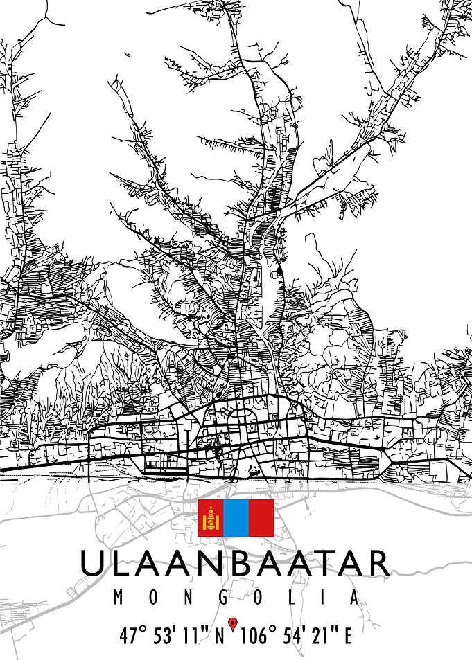 ULAANBAATAR MAP MONGOLIA