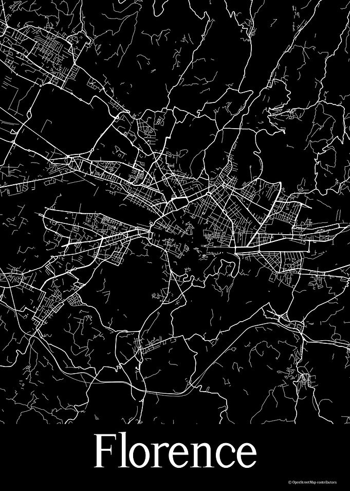 Florence Italy Black Map