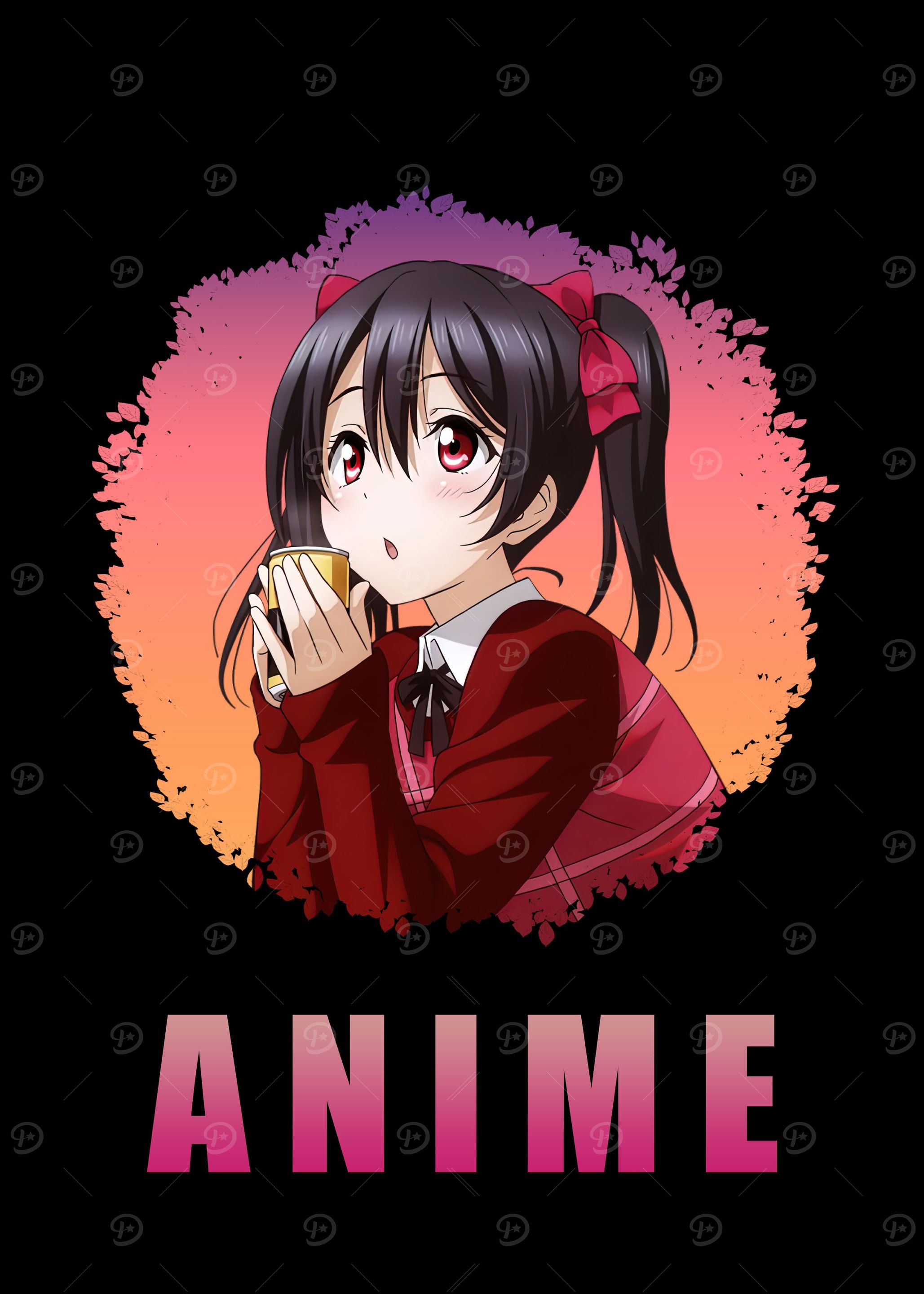 Anime Girl Art in Black