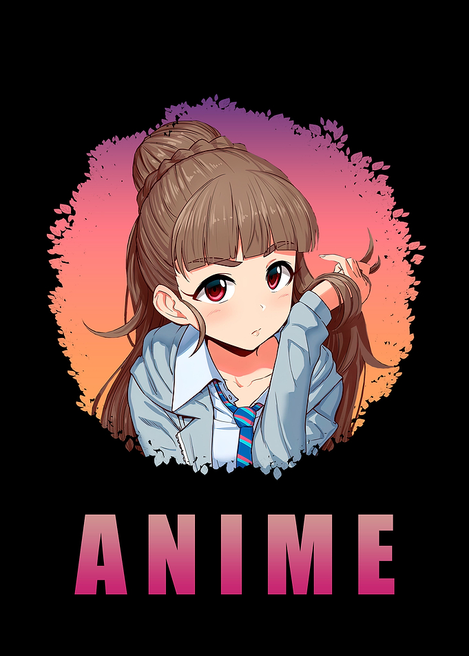 Anime Girl Art in Black