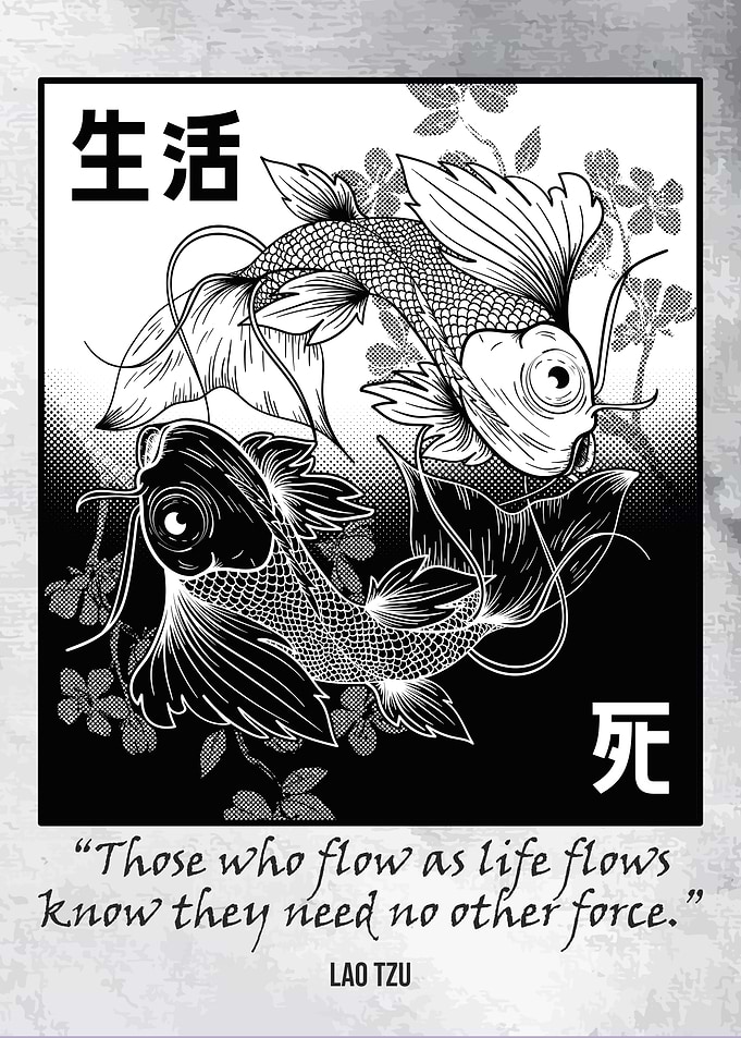 Asian Koi Lao Tzu Quote