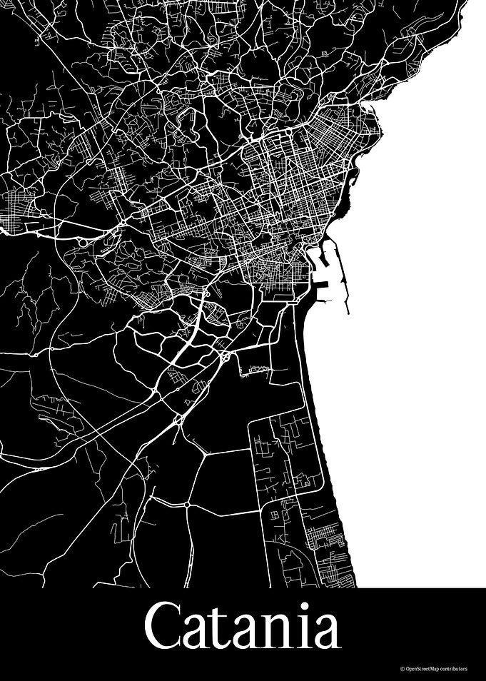 Catania Italy Black Map