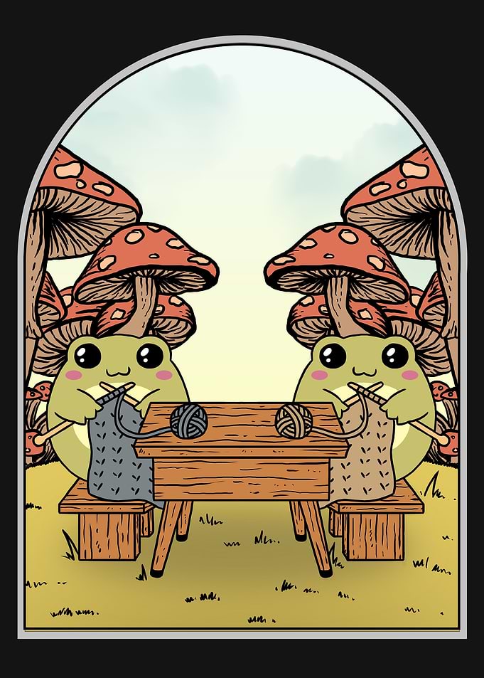 Cottagecore Frog Knitting