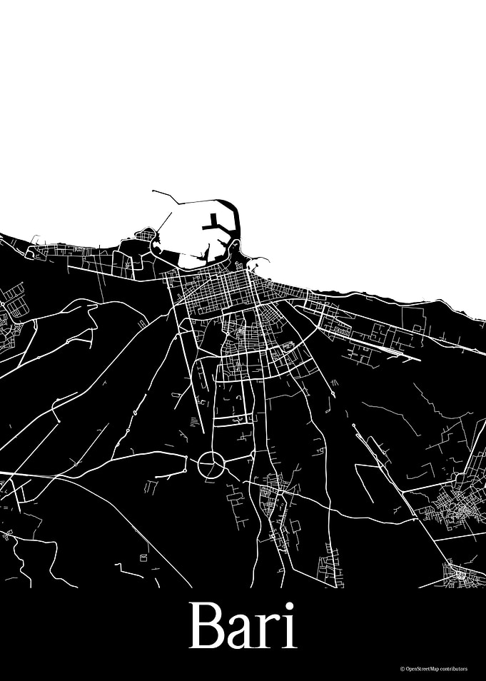 Bari Italy Black Map