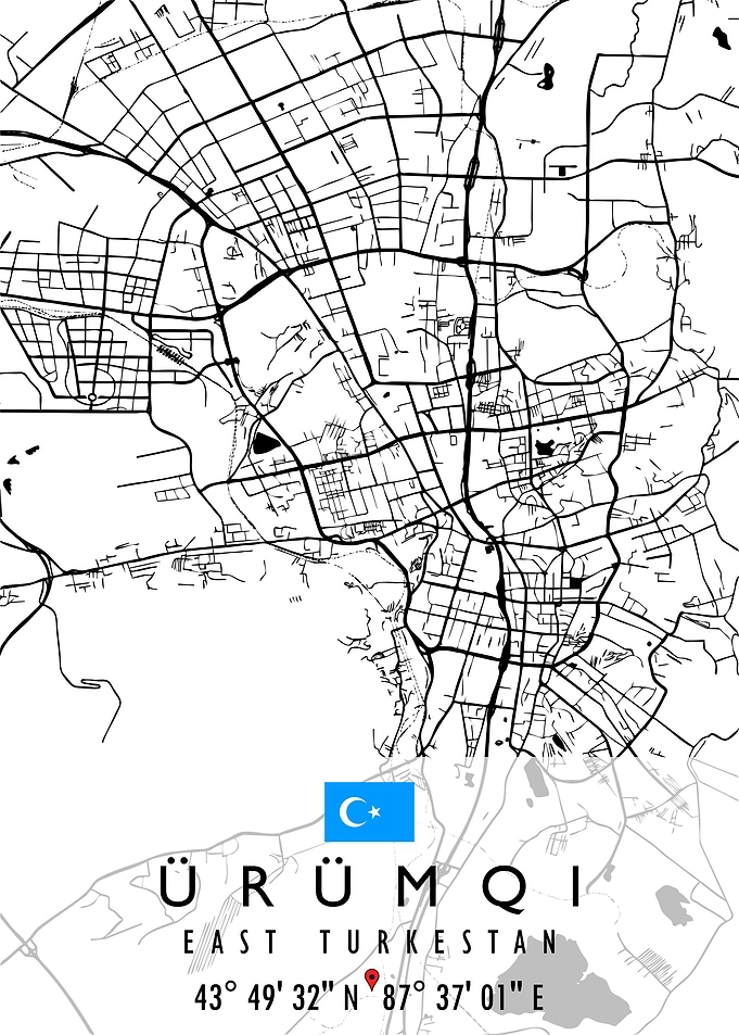 URUMQI MAP EAST TURKESTAN