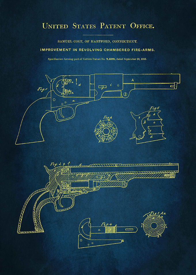 4 1850 Colt Revolver Pate
