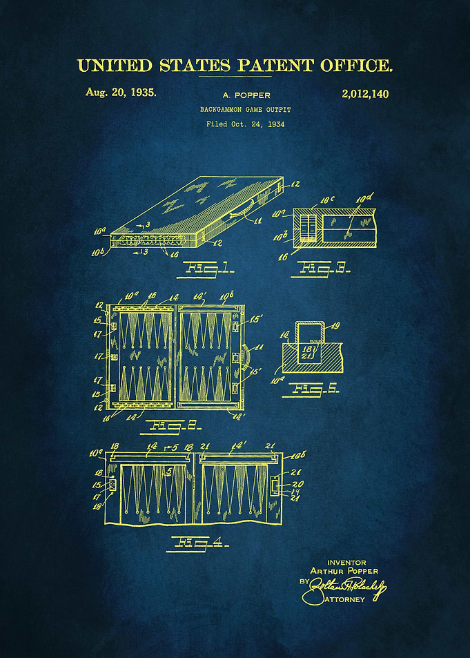 18 Backgammon Set Patent