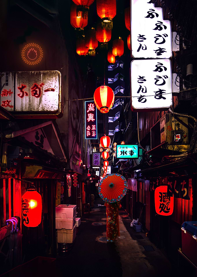 Walk along night streets