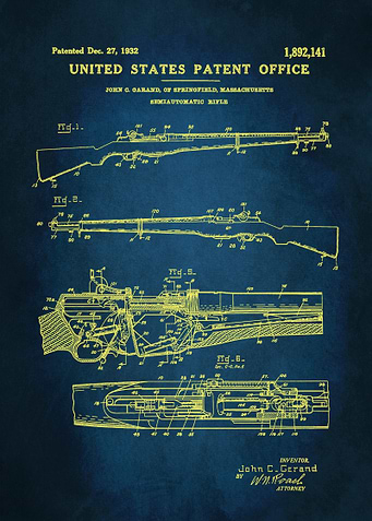 2 M1 Garand Rifle Patent