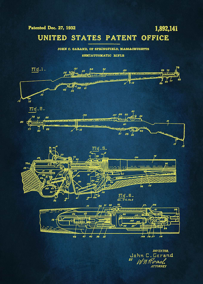 2 M1 Garand Rifle Patent