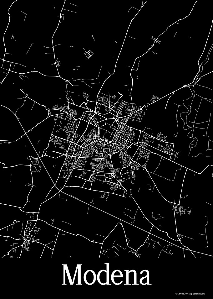 Modena Italy Black Map