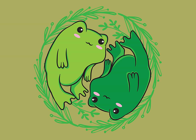 Cottagecore Frog Ying Yang