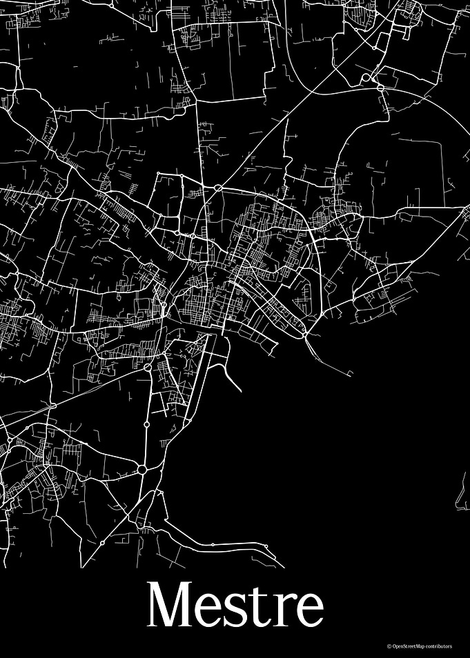 Mestre Italy Black Map