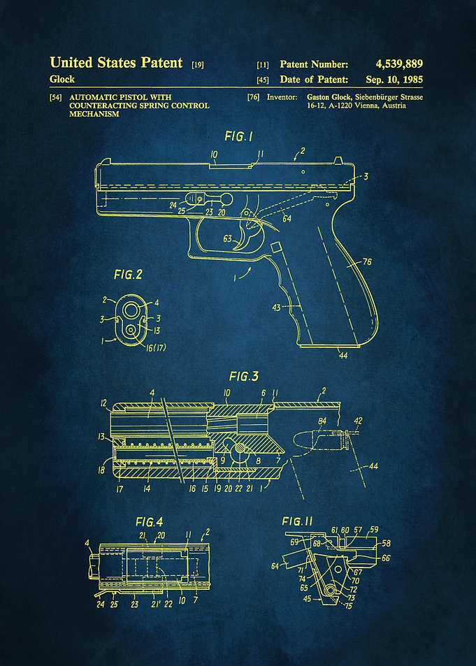 9 Glock Pistol Patent 198