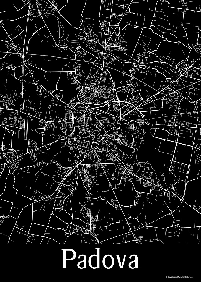 Padova Italy Black Map