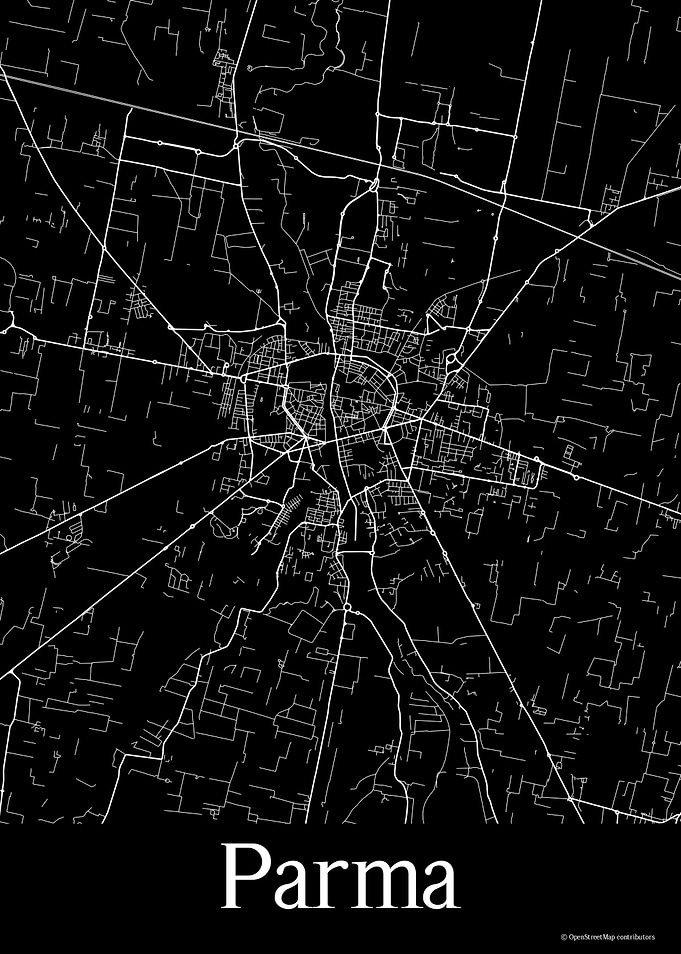 Parma Italy Black Map