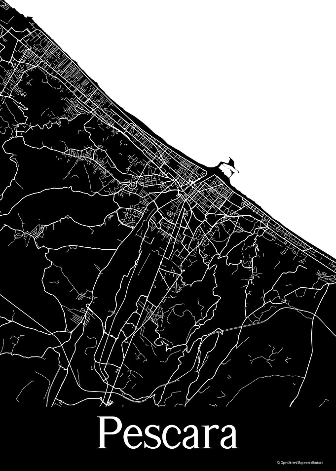 Pescara Italy Black Map