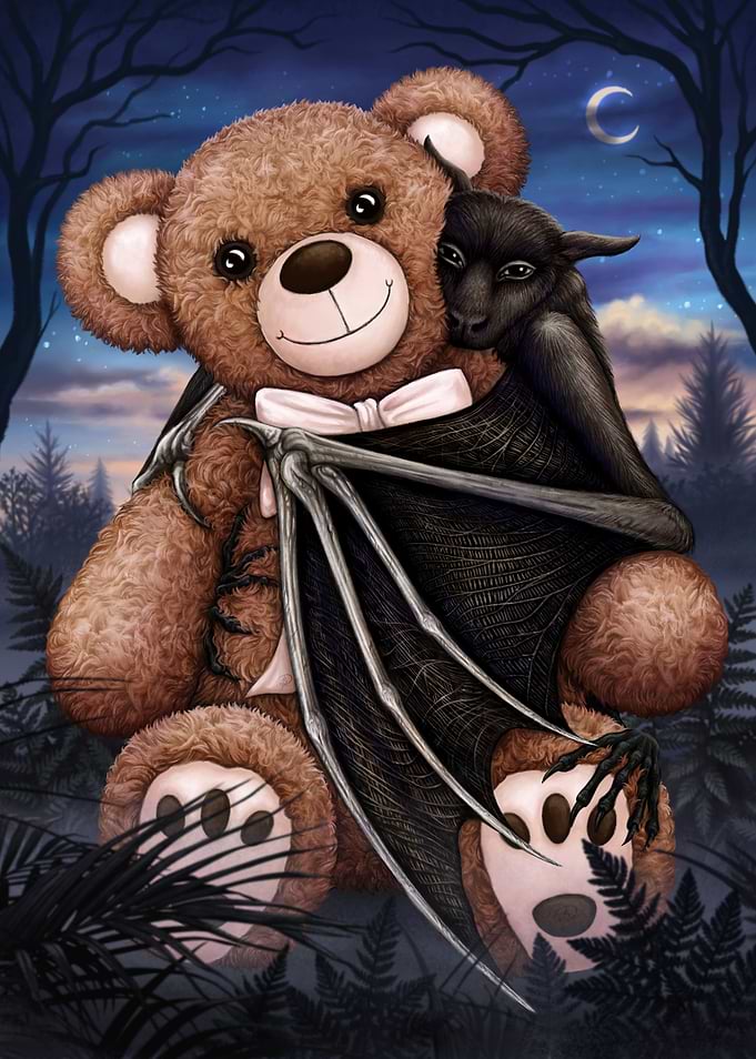 Cute Bat with Teddy Bear