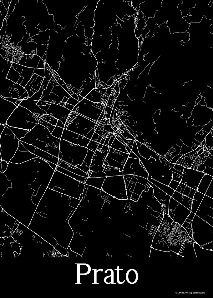 Prato Italy Black Map