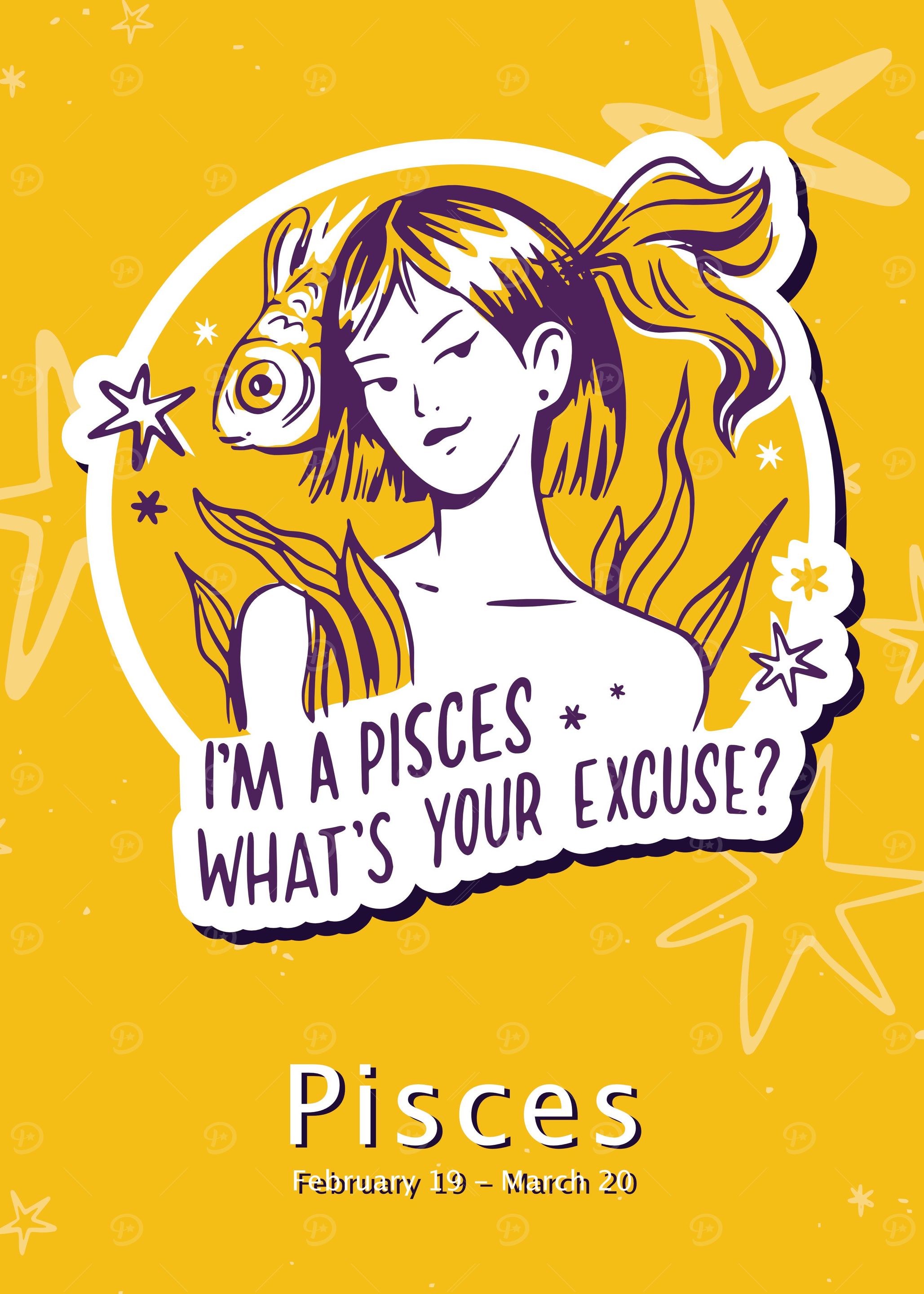 Pisces zodiac sign badge