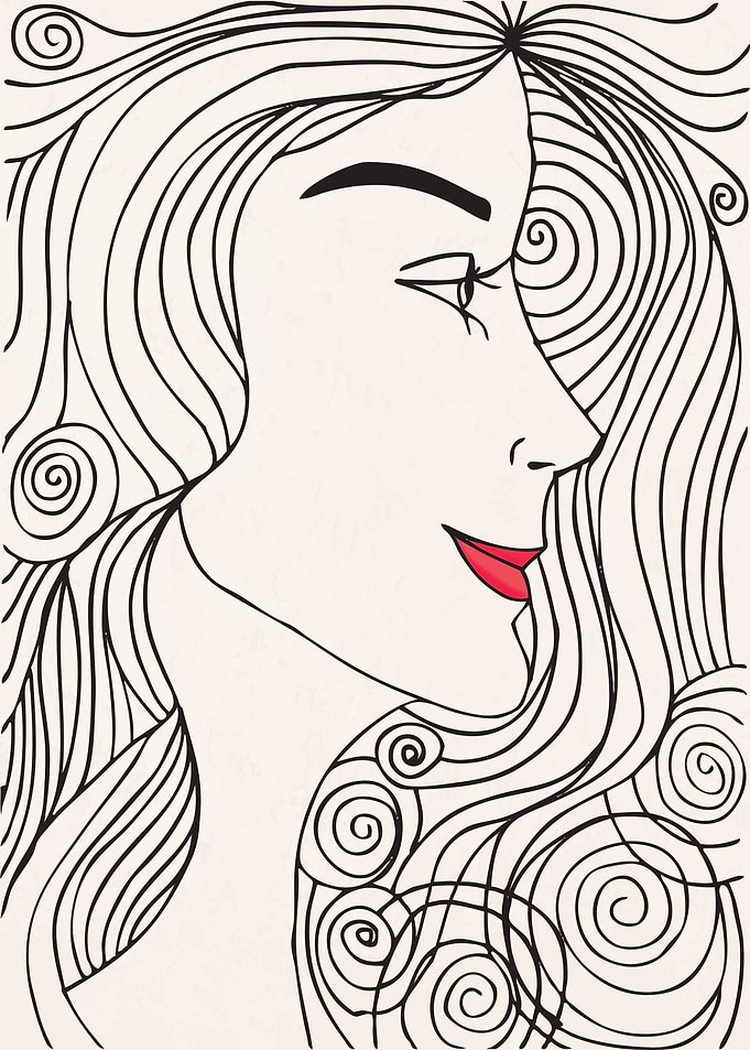 Women Sketch Black White