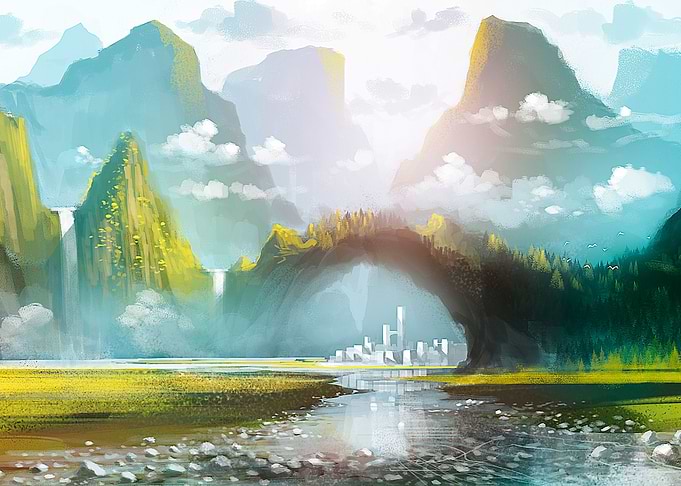 Between mountains