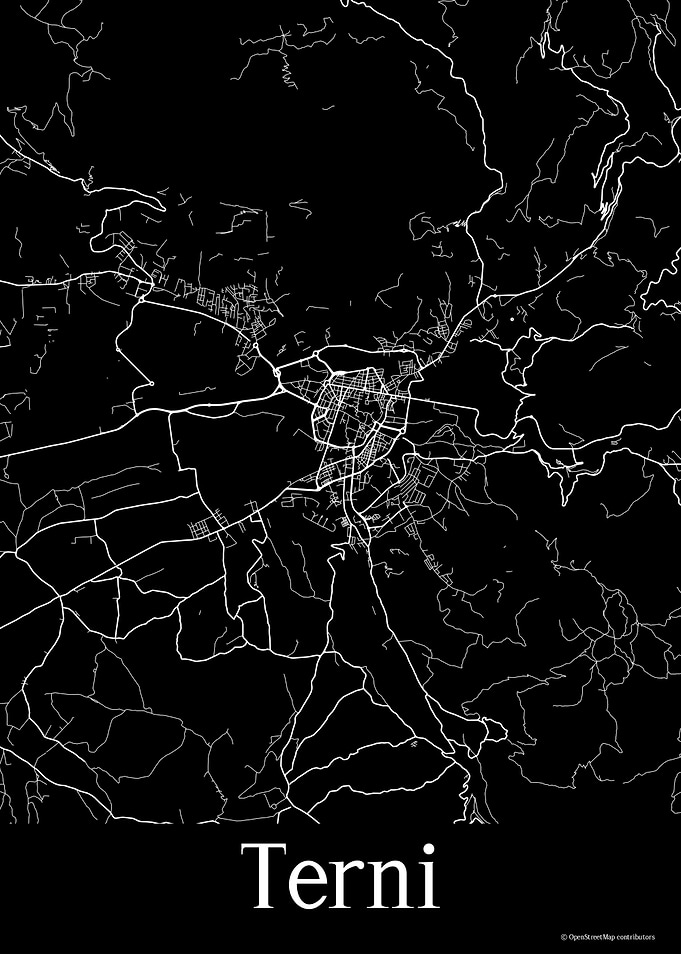 Terni Italy Black Map
