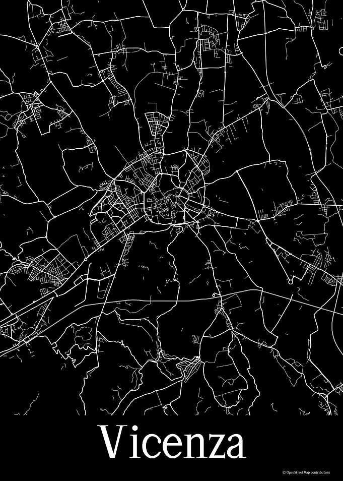 Vicenza Italy Black Map