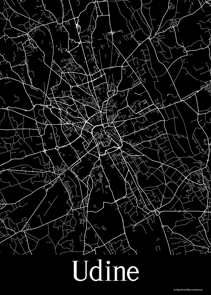 Udine Italy Black Map