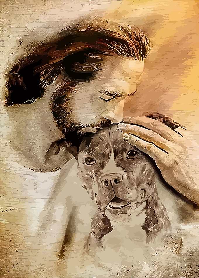 Jesus with Pitbull poster