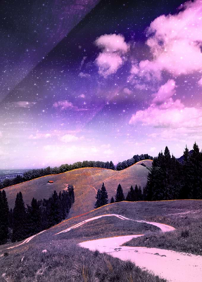 Pink Neon Landscape Alps