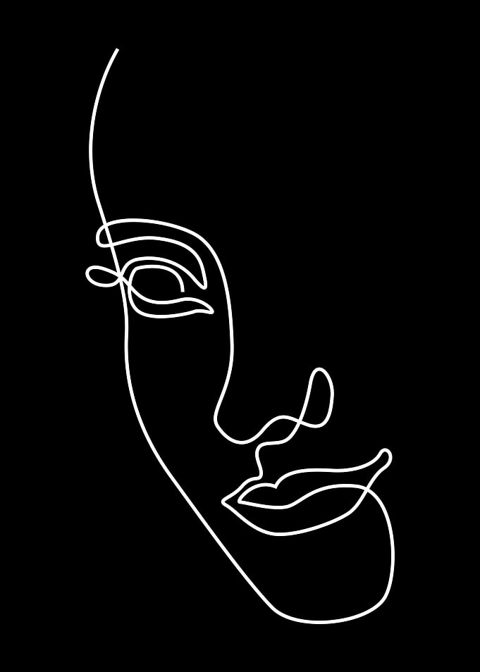 Smiling Woman Line Art