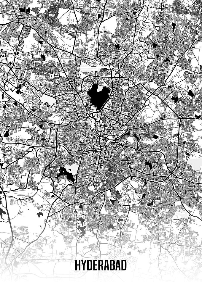 Hyderabad white map