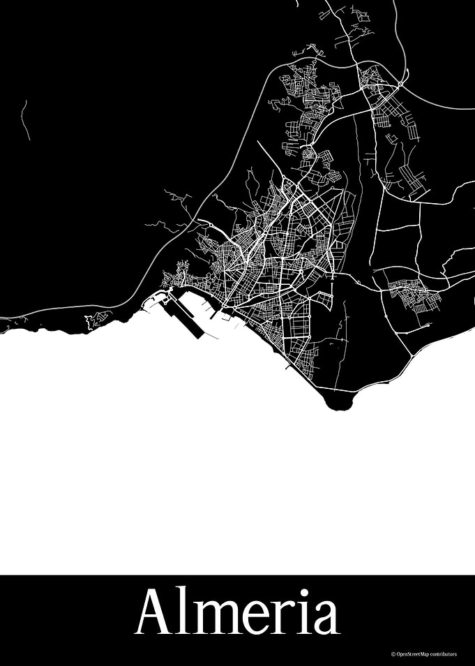 Almeria Spain Black Map